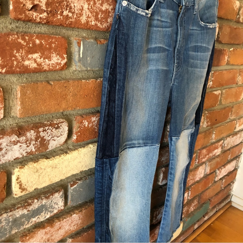 Revice Cropped Patchwork Distressed High Rise Jea… - image 7